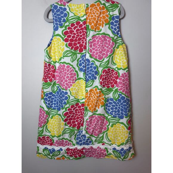 Lilly Pulitzer Girl's Sz 7 Shift Dress Rainbow Floral Zinnia Hydrangea Retro - Picture 4 of 9